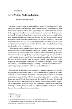 Lyric Vision: An Introduction - Brill Online Books and Journals
