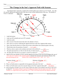 The Change in the Sun`s Apparent Path with Seasons