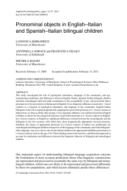 Pronominal objects in English&ndash;Italian and Spanish&ndash;Italian bilingual