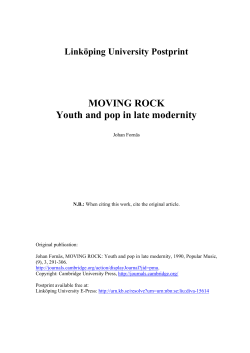 MOVING ROCK Youth and pop in late modernity