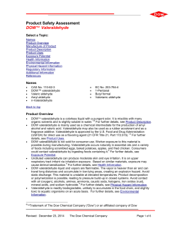 Product Safety Assessment DOW&trade; Valeraldehyde