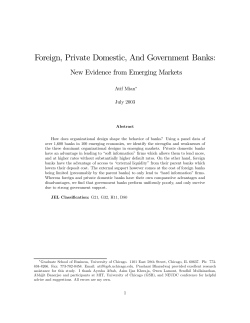 Foreign, Private Domestic, And Government Banks