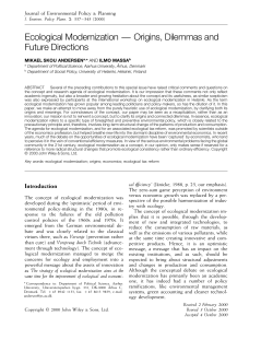 Ecological modernization - origins, dilemmas and future