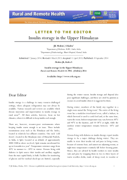 Insulin storage in the Upper Himalayas