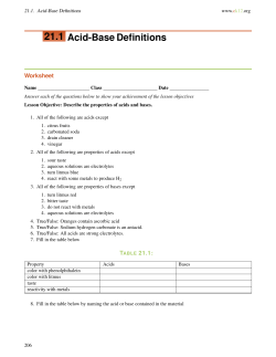 21.1 Acid-Base Definitions