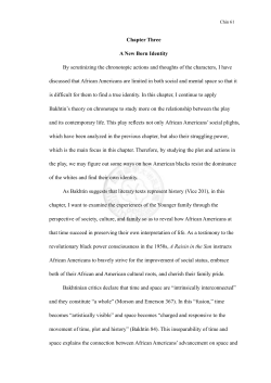 Chapter Three A New Born Identity By scrutinizing the chronotopic