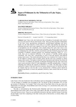 Input of Pollutants by the Tributaries of Lake Yojoa, Honduras