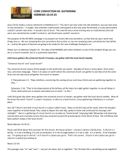 CORE CONVICTION #2: GATHERING HEBREWS 10:19-25