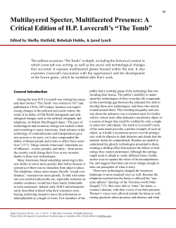 A Critical Edition of HP Lovecraft`s &ldquo;The Tomb&rdquo;