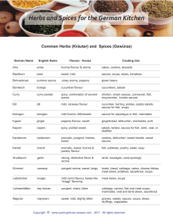 Herbs and Spices for the German Kitchen