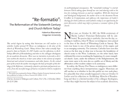 The Reformation of the Sixteenth Century and - Purdue e-Pubs