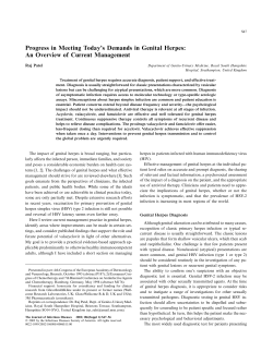 Progress in Meeting Today`s Demands in Genital Herpes: An