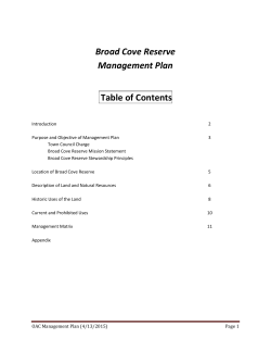 Broad Cove Reserve Management Plan Table of Contents