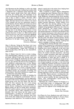 Mary Jo Maynes. Taking the Hard Road: Life Course in French and