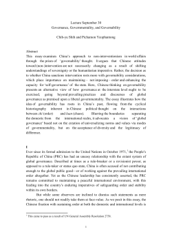 Governance, Governmentality, and Governability