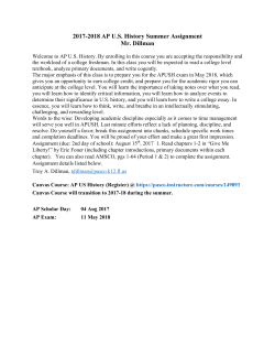 AP US History Summer Assignment 2017-18