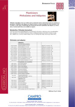 Plasticizers Phthalates and Adipates