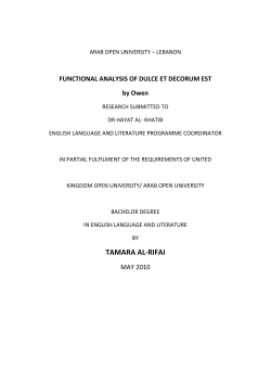 FUNCTIONAL ANALYSIS OF DULCE ET - AOU