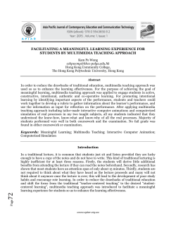 FACILITATING A MEANINGFUL LEARNING EXPERIENCE FOR