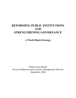 Reforming Public Institutions and Strengthening Governance