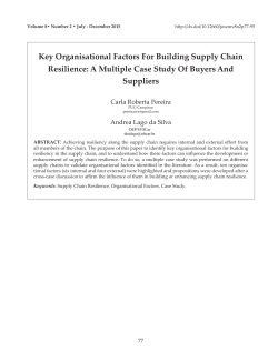 Key Organisational Factors For Building Supply Chain Resilience: A