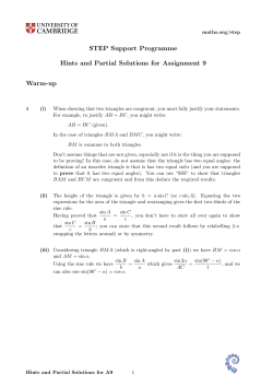 Hints and partial solutions for Assignment 9