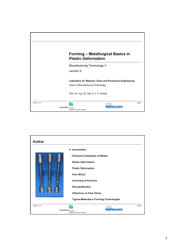 Forming &ndash; Metallurgical Basics in Plastic Deformation