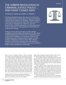 the harper revolution in criminal justice policy&hellip; and