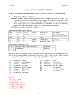 1 EXAM 1 (September 17, 2009) - ANSWERS Write all
