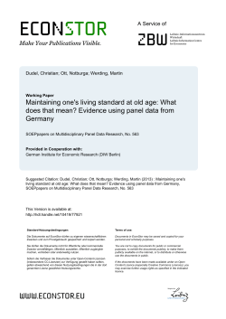 Maintaining One`s Living Standard at Old Age: What Does That Mean?