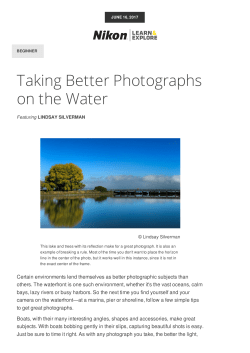 Taking Better Photographs on the Water
