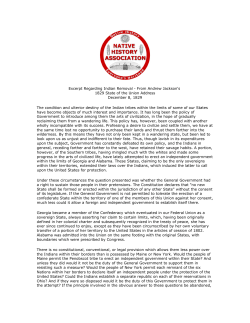 Excerpt Regarding Indian Removal, From Andrew Jackson`s State of