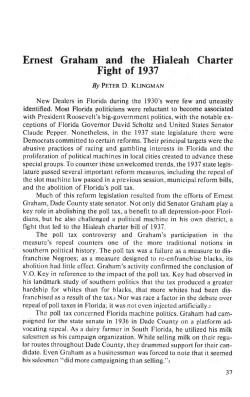 Ernest Graham and the Hialeah Charter Fight of 1937