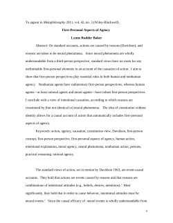 Agency and the First