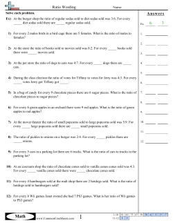 Ratio Wording - Common Core Sheets