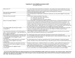 Proposition 57: Parole Eligibility and Conduct Credits1 (As of April
