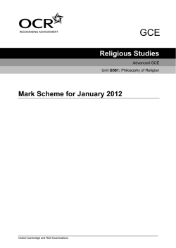 Mark scheme - Unit G581 - A2 Philosophy of religion