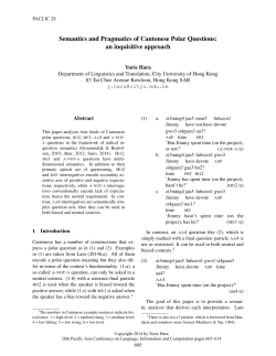 Semantics and Pragmatics of Cantonese Polar Questions: an