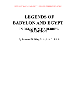LEGENDS OF BABYLON AND EGYPT IN RELATION TO HEBREW