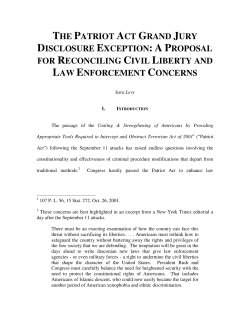THE PATRIOT ACT GRAND JURY DISCLOSURE EXCEPTION: A P