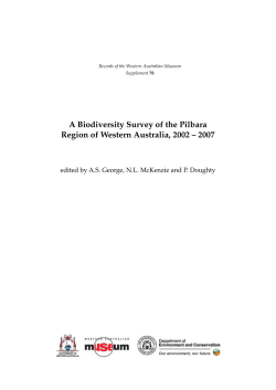A Biodiversity Survey of the Pilbara Region of Western Australia