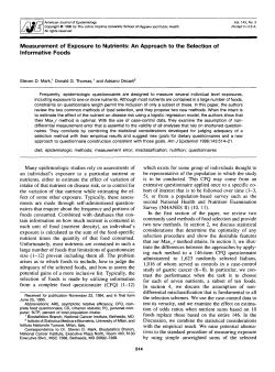 Measurement of Exposure to Nutrients: An Approach to the