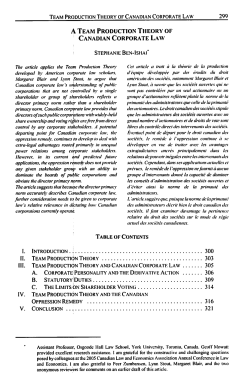 A Team Production Theory of Stephanie Ben