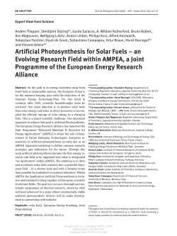 Artificial Photosynthesis for Solar Fuels &ndash; an Evolving Research
