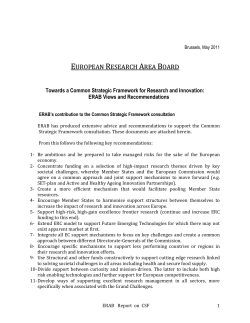 Towards a Common Strategic Framework for Research and