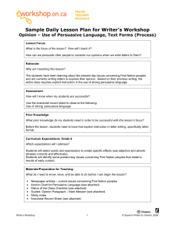 Sample Lesson Plan – Opinion Letter