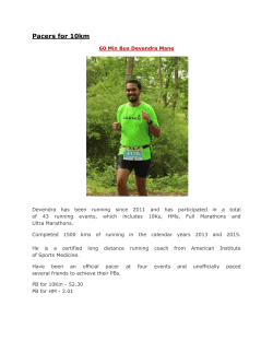 Pl click here for introduction to Pacers for 10KM