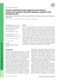 Parasitemediated protection against osmotic stress for Paramecium