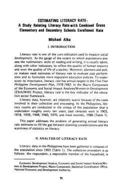 Estimating Literacy Rate - Philippine Institute of Development Studies