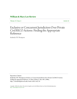 Exclusive or Concurrent Jurisdiction Over Private Civil RICO Actions